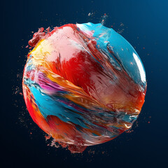 Poster - An abstract surreal photograph of a Moonstone splashed in bright paint. Generative AI technology.
