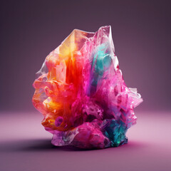 Fototapete - An abstract surreal photograph of a Fluorite splashed in bright paint.  Generative AI technology.