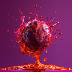 Poster - An abstract surreal photograph of a Garnet splashed in bright paint.  Generative AI technology.