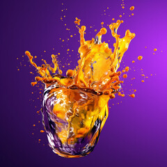 Aufkleber - An abstract surreal photograph of a Ametrine splashed in bright paint.  Generative AI technology.