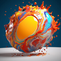 Fototapete - An abstract surreal photograph of a Jasper splashed in bright paint.  Generative AI technology.