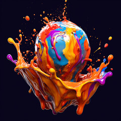 Poster - An abstract surreal photograph of a Jasper splashed in bright paint.  Generative AI technology.