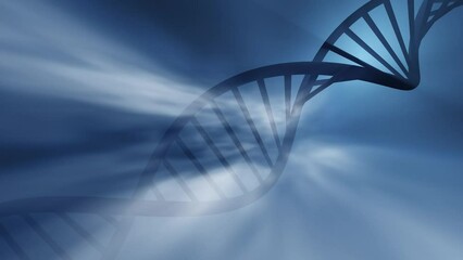 Poster - loop dna chain rotation on dark blue glowing light background.