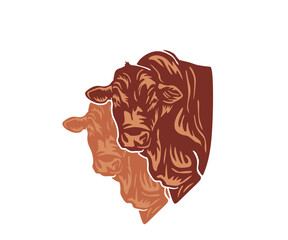 Wall Mural - BEEFMASTER COW HEAD LOGO, silhouette of great cattle face vector illustrations. this image is perfect used as your poster or banner of your farm company, etc.