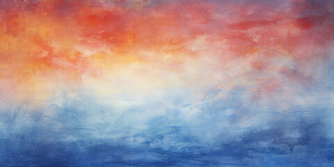 Wall Mural - an abstract watercolor painting portraying a vibrant summer sunset, with intense orange and red hues