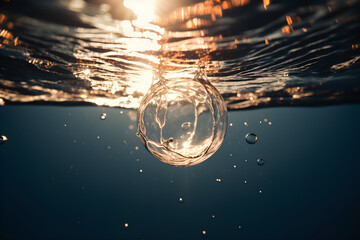 Ball of water suspended in the air.Generative AI