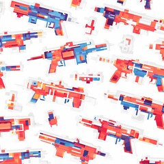 Machine Gun Madness Vector Seamless Firearms Background Law Enforcement Arsenal Police Weaponry Pattern
