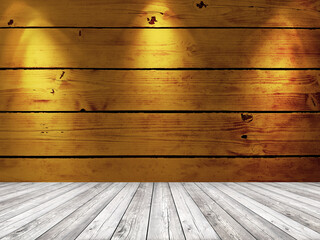 Wall Mural - Brown wooden wall and floor in empty room