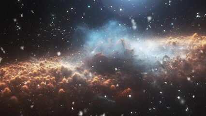 Cosmic background video. Stars, galaxy and cosmic dust.