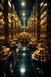 rows of shiny gold bars are neatly stacked, guarded by intricate security systems. AI generative