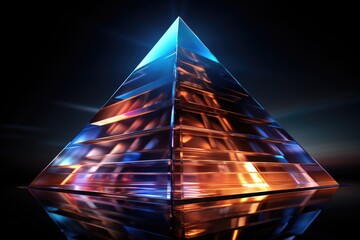 Wall Mural - A very tall pyramid with a lot of lights on it. Digital image.