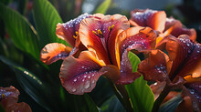 Canna Lily Extravaganza: Spring Garden Splendor. Extravagant Splendor Of Canna Lily Flowers In A Photorealistic Spring Garden. Creating A Vibrant And Lush Spectacle. Generative Ai