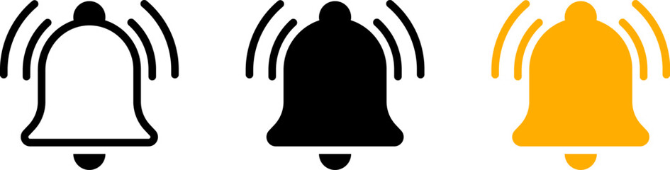 Leinwandbilder - Notification bell icon set. Alarm symbol. Ringing bells. incoming inbox message sign, outline flat notification reminder icons collection. vector illustration
