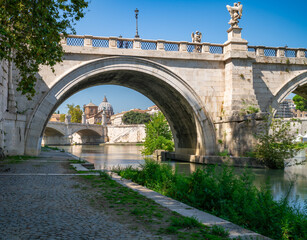 Sticker - Dome of St.Peter's basilica in Vatican viewed through the bridge near Tiber river	
