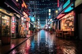 Fototapeta Sypialnia - Fictional Cityscape  similar to Hongdae in Seoul South Korea picture