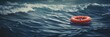 © ColdFire - Lifebuoy floats in rough sea waters. Safety and rescue concept. Generative AI