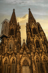 Wall Mural - Cologne Cathedral unusual angle against transparent sky.