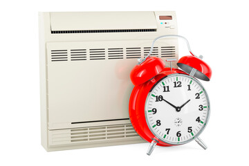 Wall Mural - Air conditioner, floor standing unit with alarm clock, 3D rendering