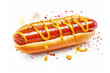 American traditional hot dog with mustard. Generative AI