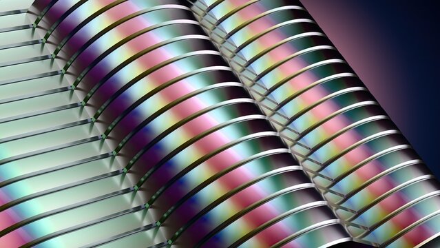 Wall Mural -  - Elegant and Modern 3D Rendering image background of an enlarged stacked metal plate rainbow
