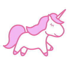 Wall Mural - Cute pink unicorn. Cartoon Illustration on transparent background