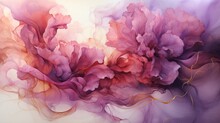 An Abstract Floral Background With Pink And Purple Swirls And Graceful Flower Petal Shapes. Generative AI. 
