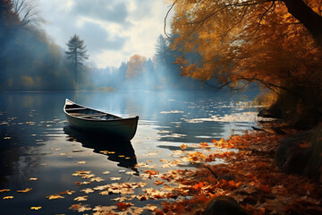 Wall Mural - Autumn Tranquility: Serene Lake in Fall