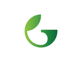 Wall Mural - letter G with green nature leaf logo design