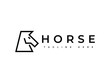horse head line style logo design