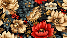 Seamless Pattern Illustration Ethnic Flowers