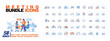 © Alwie99d - Meeting bundle icons concept illustration, collection of male and female business people scenes in the meeting bundle icons scene. mega set flat vector modern illustration