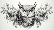 Owl Black And White Drawings