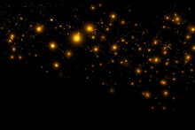 Golden Fireflies Floating In The Dark