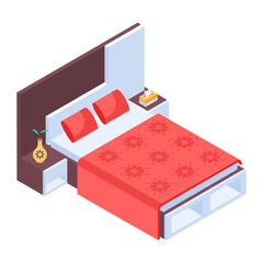 Wall Mural - Pack of Modern Bedrooms Isometric Icons  

