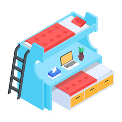 Wall Mural - Pack of Modern Bedrooms Isometric Icons  

