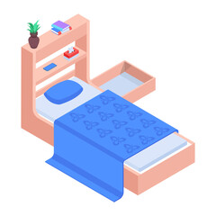 Wall Mural - Pack of Modern Bedrooms Isometric Icons  

