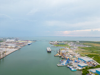 Wall Mural - Aerial view of Port og Galveston Texas USA