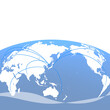 球面の世界地図を背景にしたビジネスイメージ