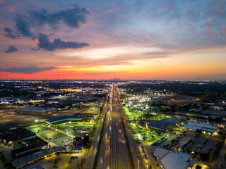 Wall Mural - Aerial photo highway I45 heading into Downtown Houston Texas