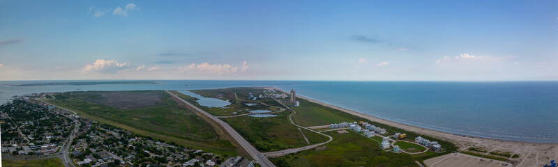 Sticker - Aerial drone photo Fort San Jacinto Historic Point Galveston Beach Texas