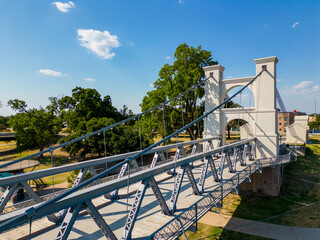 Wall Mural - Aerial photo Waco Suspension Bridge Texas