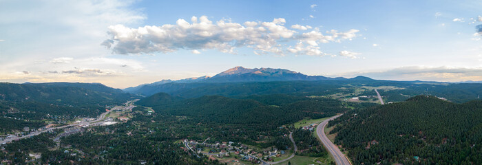 Wall Mural - Aerial panorama mountain view from Woodland Park Colorado