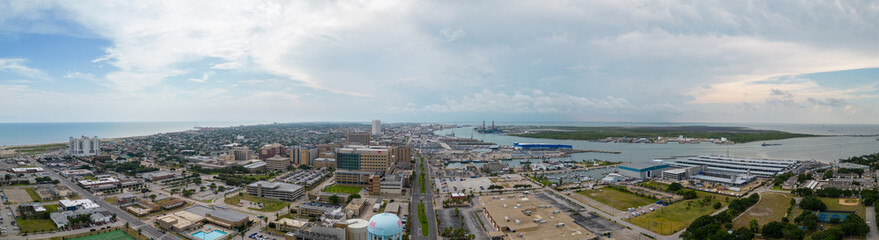 Sticker - Aerial panorama Port Galveston circa July 2023 Hospital compound