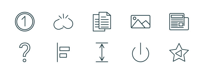 Wall Mural - set of 10 linear icons from user interface concept. outline icons such as number, disconnected chain