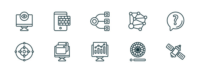 Wall Mural - set of 10 linear icons from technology concept. outline icons such as retina display, firewalls, str