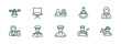 © Farahim - set of 10 linear icons from professions concept. outline icons such as secretary, director, cashier, taxi driver, welder, miner vector