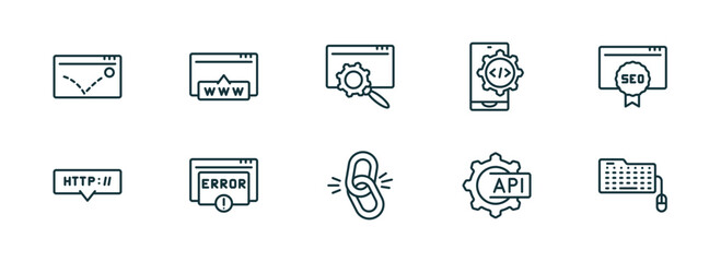 Wall Mural - set of 10 linear icons from programming concept. outline icons such as advertising bounce, www, web 