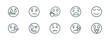 © Farahim - set of 10 linear icons from emoji concept. outline icons such as disappointed emoji, confused emoji, hello disgusted ill tongue vector