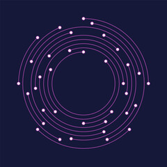 Wall Mural - technology circle design. technology vector background with small white circles and curves. letter o