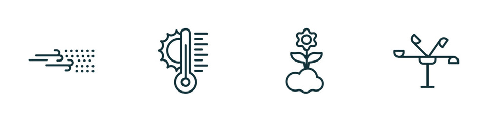 Wall Mural - set of 4 linear icons from weather concept. outline icons included sand storms, temperature, spring,
